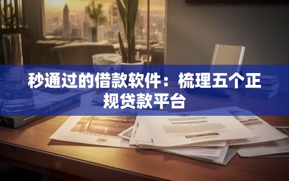 秒通过的借款软件：梳理五个正规贷款平台