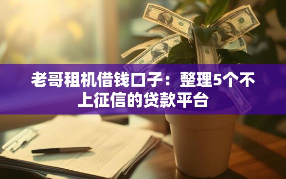 老哥租机借钱口子：整理5个不上征信的贷款平台