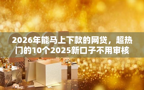 2026年能马上下款的网贷，超热门的10个2025新口子不用审核的方法推荐