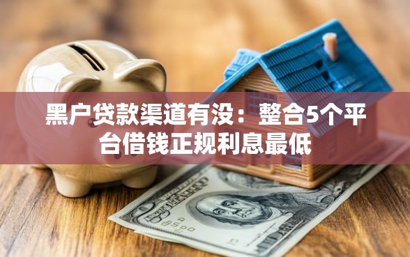 黑户贷款渠道有没：整合5个平台借钱正规利息最低