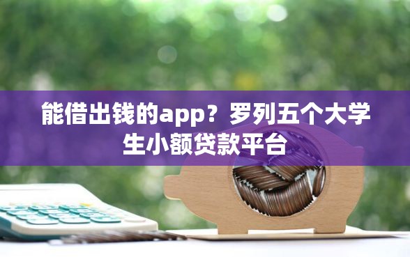 能借出钱的app?罗列五个大学生小额贷款平台 能借出钱的app?罗列五个大学生小额贷款平台