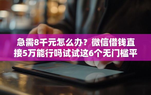 急需8千元怎么办？微信借钱直接5万能行吗试试这6个无门槛平台