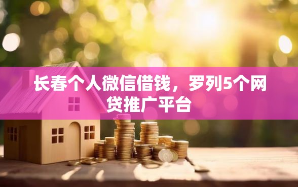 长春个人微信借钱，罗列5个网贷推广平台