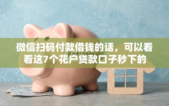 微信扫码付款借钱的话，可以看看这7个花户贷款口子秒下的