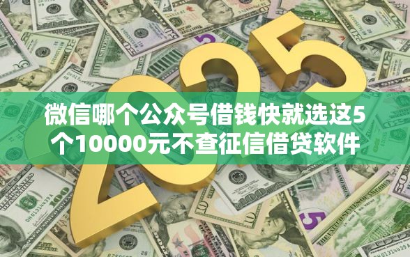 微信哪个公众号借钱快就选这5个10000元不查征信借贷软件