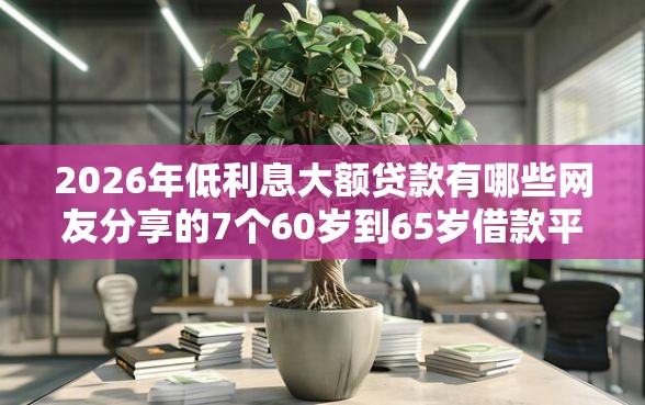 2026年低利息大额贷款有哪些网友分享的7个60岁到65岁借款平台我觉得不错！