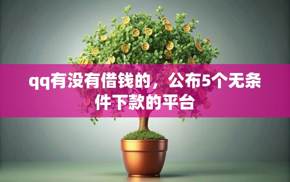 qq有没有借钱的，公布5个无条件下款的平台