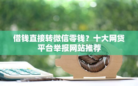 借钱直接转微信零钱？十大网贷平台举报网站推荐