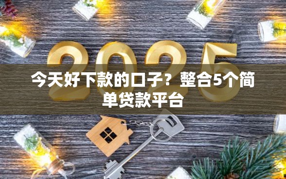 今天好下款的口子？整合5个简单贷款平台