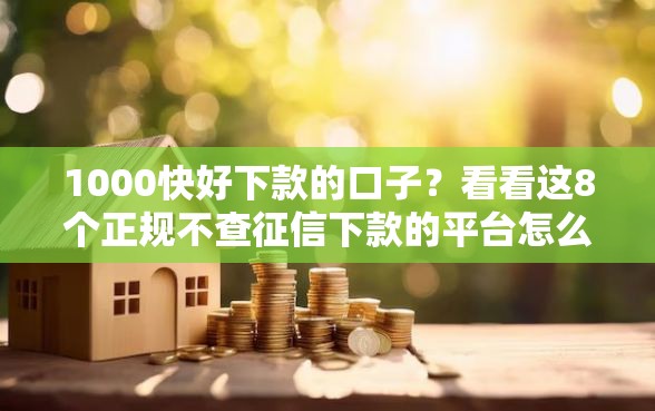 1000快好下款的口子？看看这8个正规不查征信下款的平台怎么样
