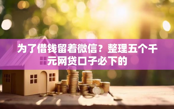 为了借钱留着微信？整理五个千元网贷口子必下的