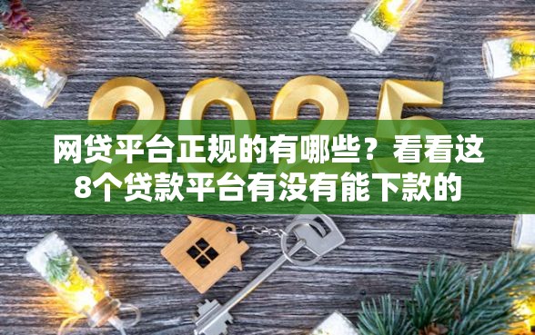 网贷平台正规的有哪些？看看这8个贷款平台有没有能下款的