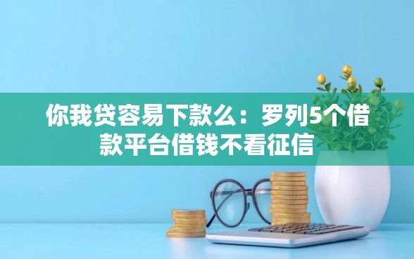你我贷容易下款么：罗列5个借款平台借钱不看征信