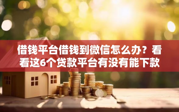 借钱平台借钱到微信怎么办?看看这6个贷款平台有没有能下款的 借钱平台借钱到微信怎么办?看看这6个贷款平台有没有能下款的