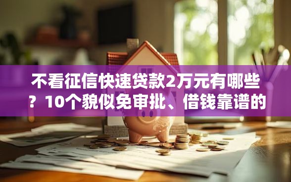 不看征信快速贷款2万元有哪些？10个貌似免审批、借钱靠谱的平台合集