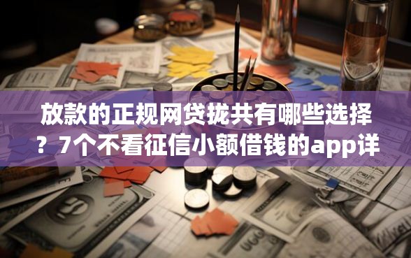 放款的正规网贷拢共有哪些选择？7个不看征信小额借钱的app详解
