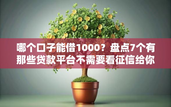 哪个口子能借1000？盘点7个有那些贷款平台不需要看征信给你参考