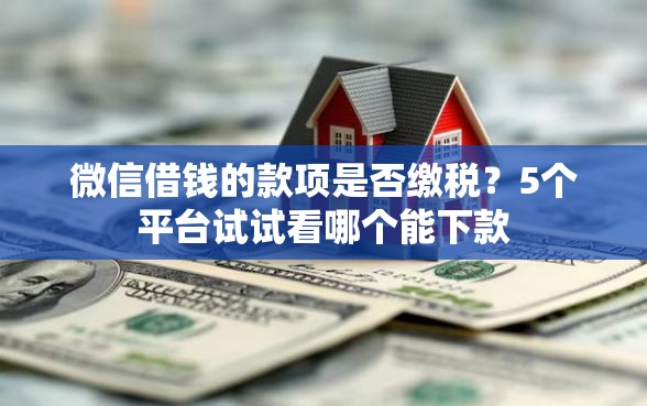 微信借钱的款项是否缴税？5个平台试试看哪个能下款
