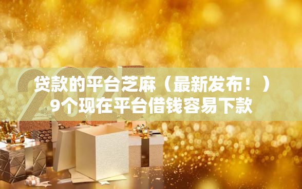 贷款的平台芝麻（最新发布！）9个现在平台借钱容易下款