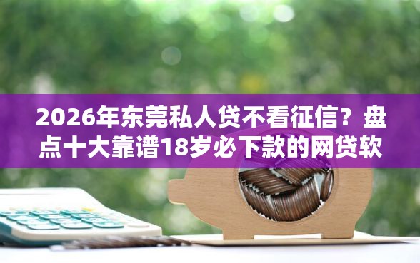 2026年东莞私人贷不看征信？盘点十大靠谱18岁必下款的网贷软件