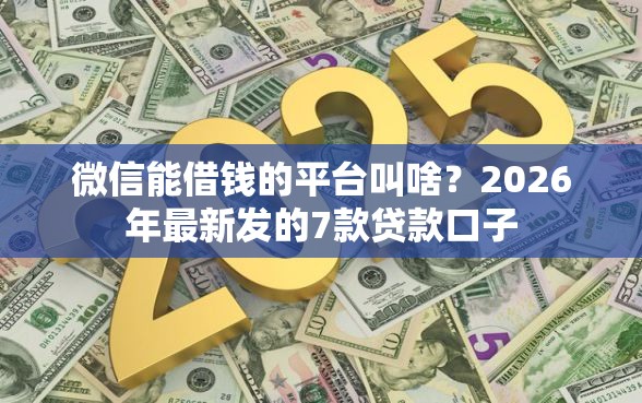微信能借钱的平台叫啥？2026年最新发的7款贷款口子