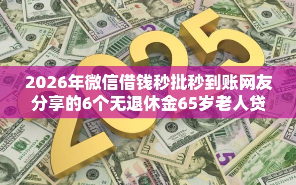 2026年微信借钱秒批秒到账网友分享的6个无退休金65岁老人贷款平台我觉得不错！