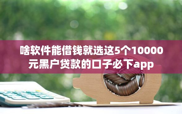 啥软件能借钱就选这5个10000元黑户贷款的口子必下app