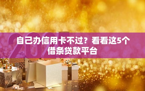 自己办信用卡不过？看看这5个借条贷款平台