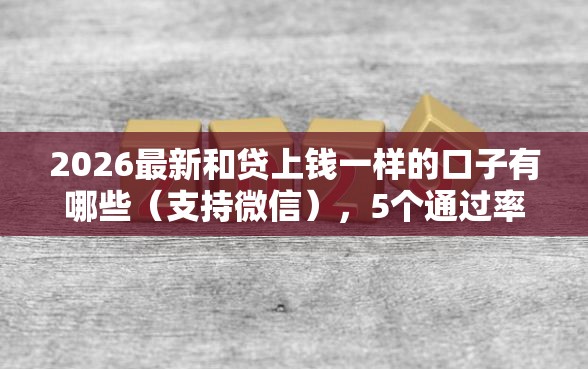 2026最新和贷上钱一样的口子有哪些（支持微信），5个通过率高的网贷平台无私分享
