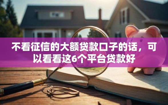 不看征信的大额贷款口子的话，可以看看这6个平台贷款好
