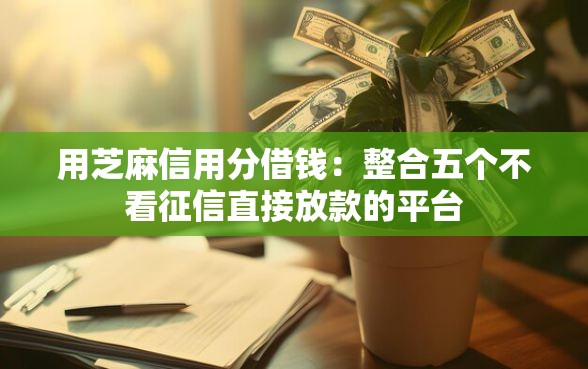 用芝麻信用分借钱：整合五个不看征信直接放款的平台
