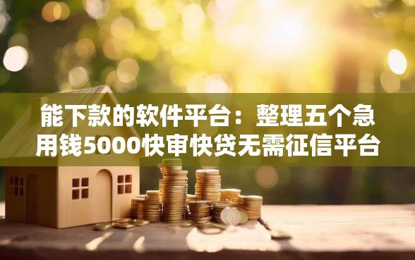 能下款的软件平台：整理五个急用钱5000快审快贷无需征信平台
