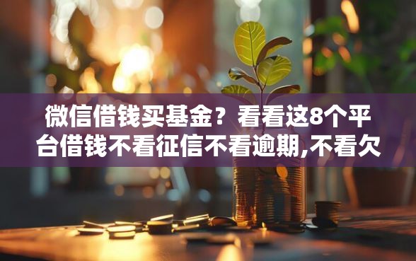 微信借钱买基金？看看这8个平台借钱不看征信不看逾期,不看欠款怎么样