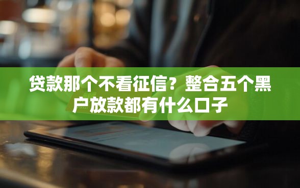 贷款那个不看征信？整合五个黑户放款都有什么口子