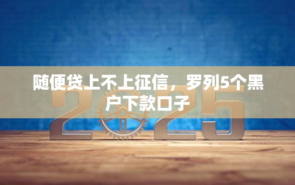 随便贷上不上征信，罗列5个黑户下款口子