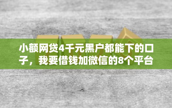 小额网贷4千元黑户都能下的口子，我要借钱加微信的8个平台介绍