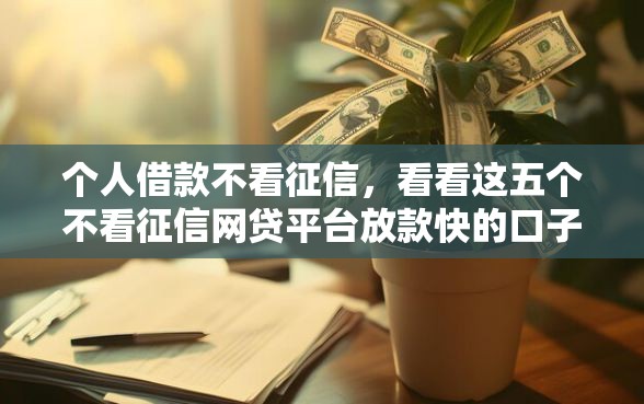 个人借款不看征信，看看这五个不看征信网贷平台放款快的口子
