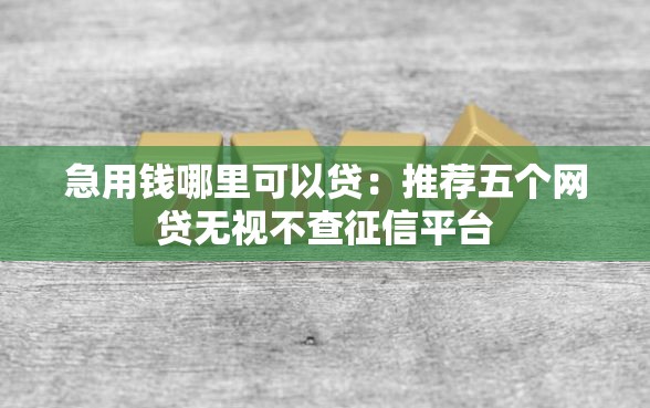 急用钱哪里可以贷：推荐五个网贷无视不查征信平台