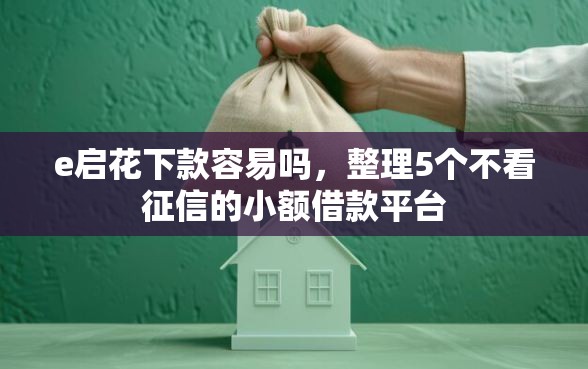 e启花下款容易吗，整理5个不看征信的小额借款平台