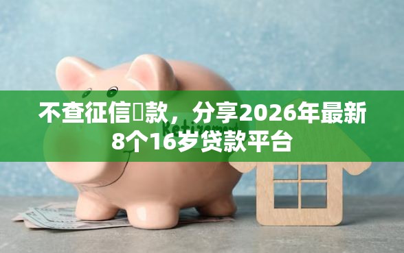 不查征信賘款，分享2026年最新8个16岁贷款平台