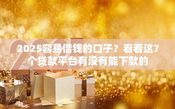 2025容易借钱的口子？看看这7个贷款平台有没有能下款的
