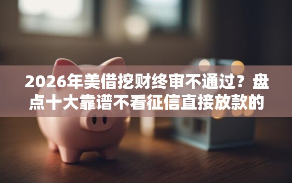 2026年美借挖财终审不通过？盘点十大靠谱不看征信直接放款的平台
