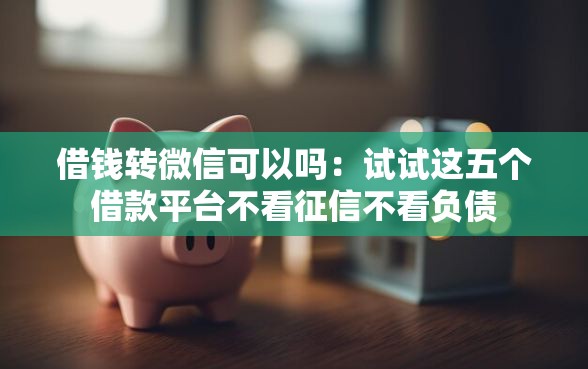 借钱转微信可以吗:试试这五个借款平台不看征信不看负债 借钱转微信可以吗:试试这五个借款平台不看征信不看负债
