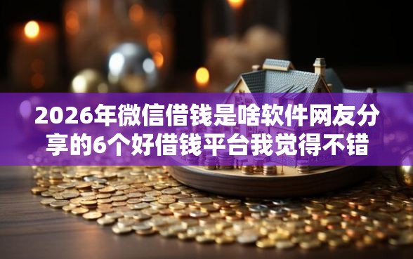 2026年微信借钱是啥软件网友分享的6个好借钱平台我觉得不错！