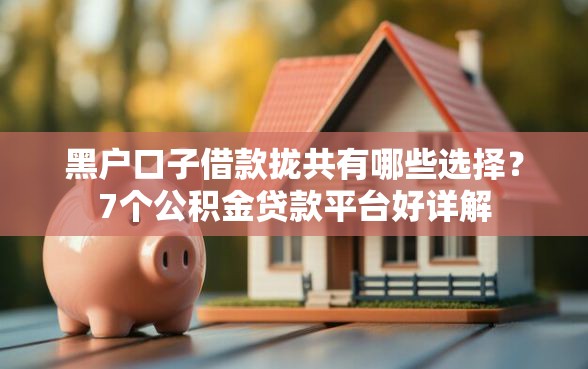 黑户口子借款拢共有哪些选择？7个公积金贷款平台好详解