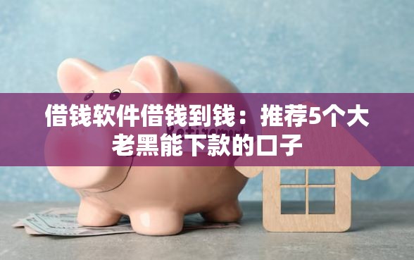 借钱软件借钱到钱：推荐5个大老黑能下款的口子
