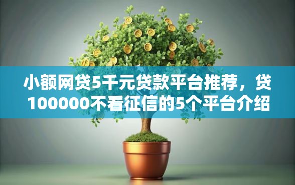 小额网贷5千元贷款平台推荐，贷100000不看征信的5个平台介绍