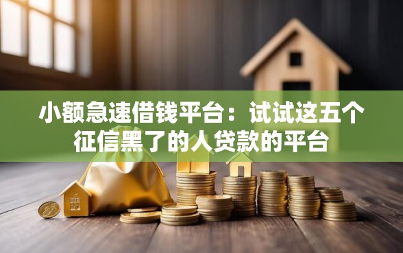 小额急速借钱平台：试试这五个征信黑了的人贷款的平台