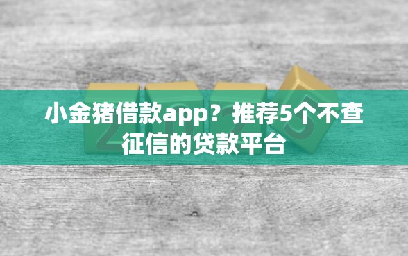 小金猪借款app？推荐5个不查征信的贷款平台