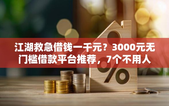 江湖救急借钱一千元？3000元无门槛借款平台推荐，7个不用人脸识别的贷款平台盘点